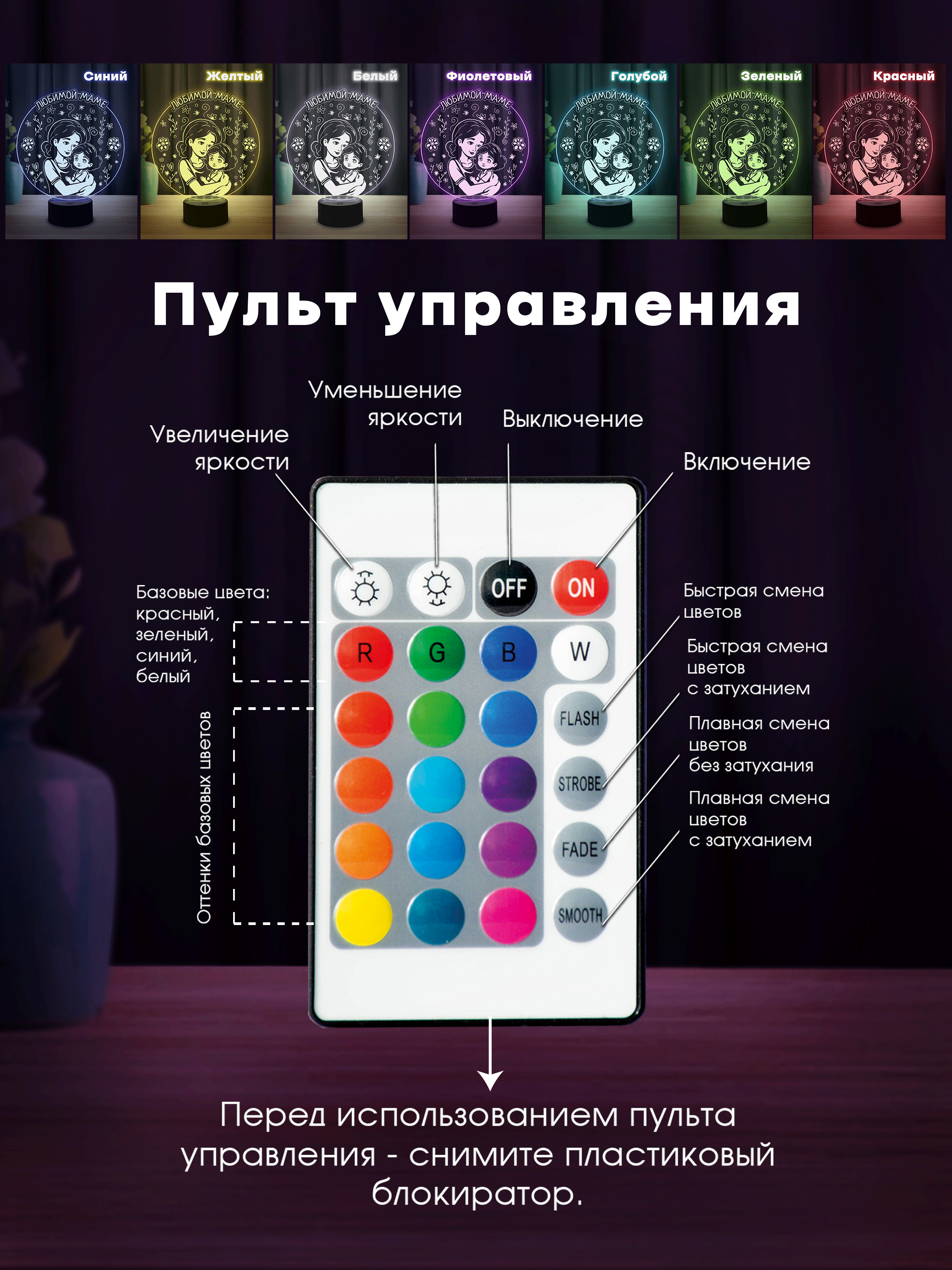 Светильник (ночник) "Любимой маме"