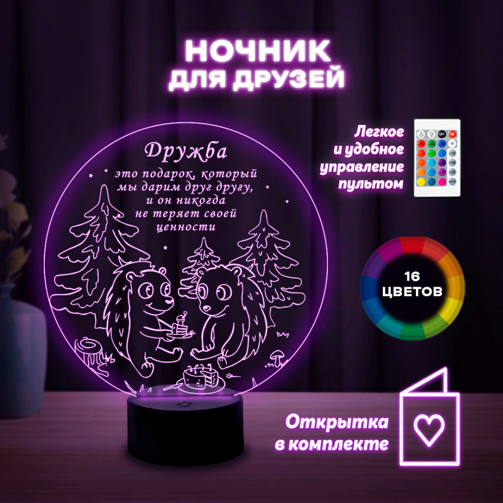 Светильник (ночник) "Друзья" ёжики