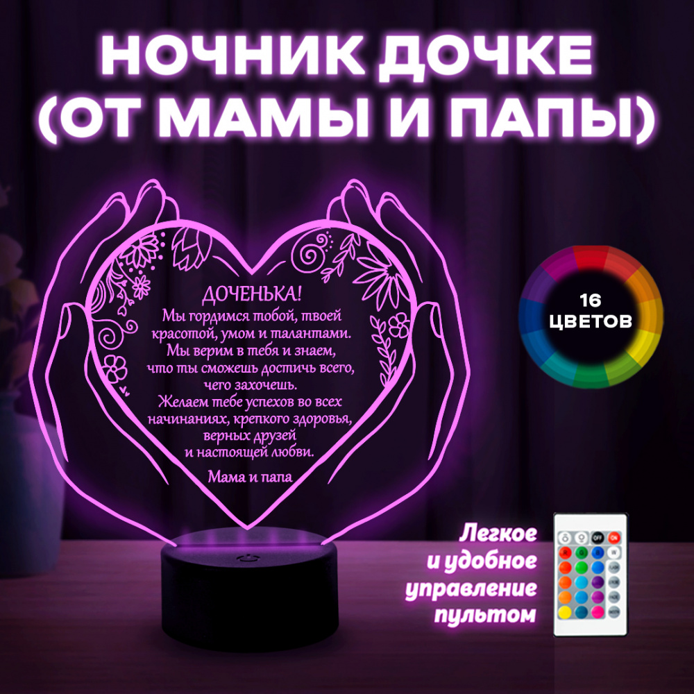 Светильник (ночник) Доченьке от мамы и папы.